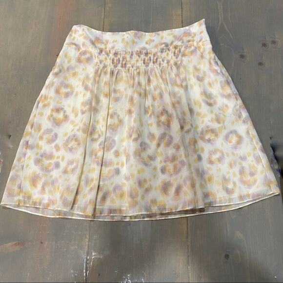 Ann Taylor Cream Purple A-Line Mini Skirt Sz 8 - Picture 2 of 13